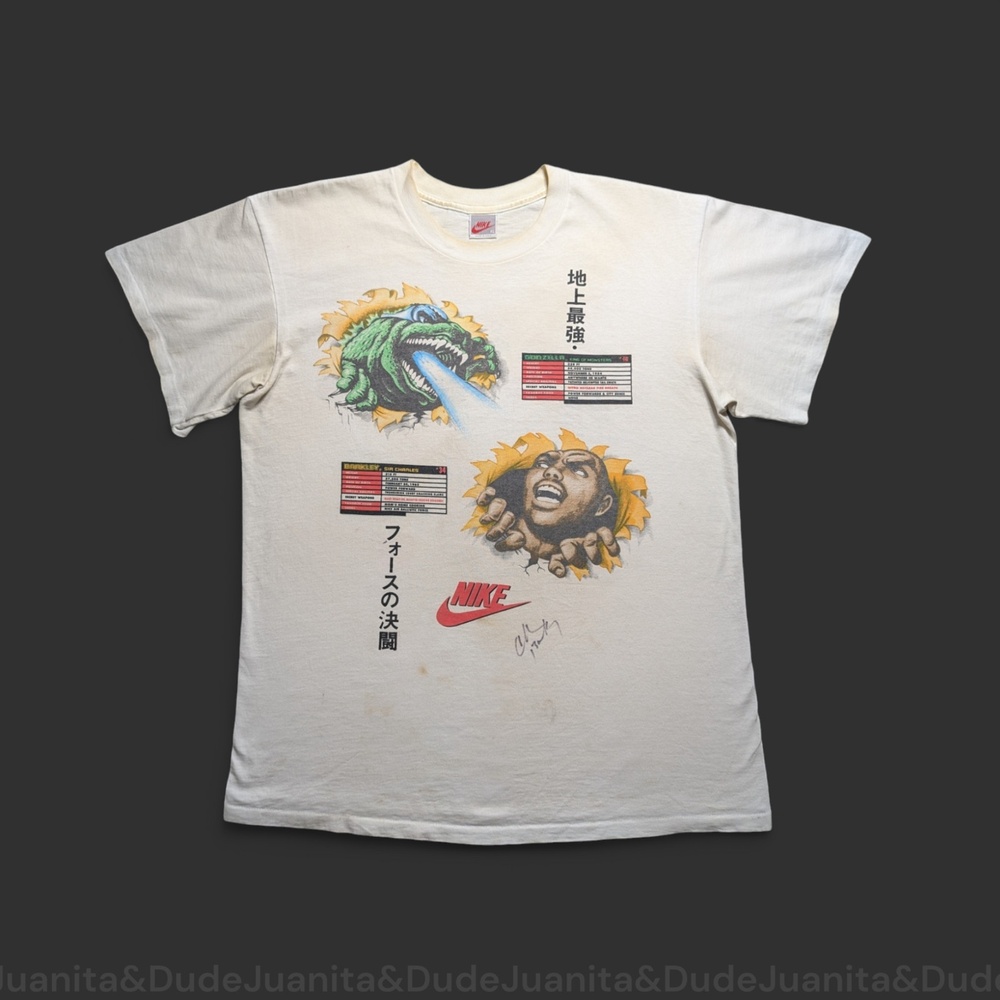 Nike 1992 Charles Barkley Godzilla White T Shirt XL Signed Autographed